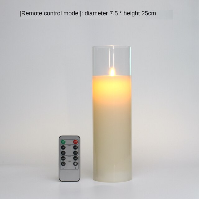 Glass Flameless Candles Set 8" 10" 12" Battery Operated Real Wax Pillars Glass LED Candles With Remote Control Cycling Timer: 1 pcs 10inch set