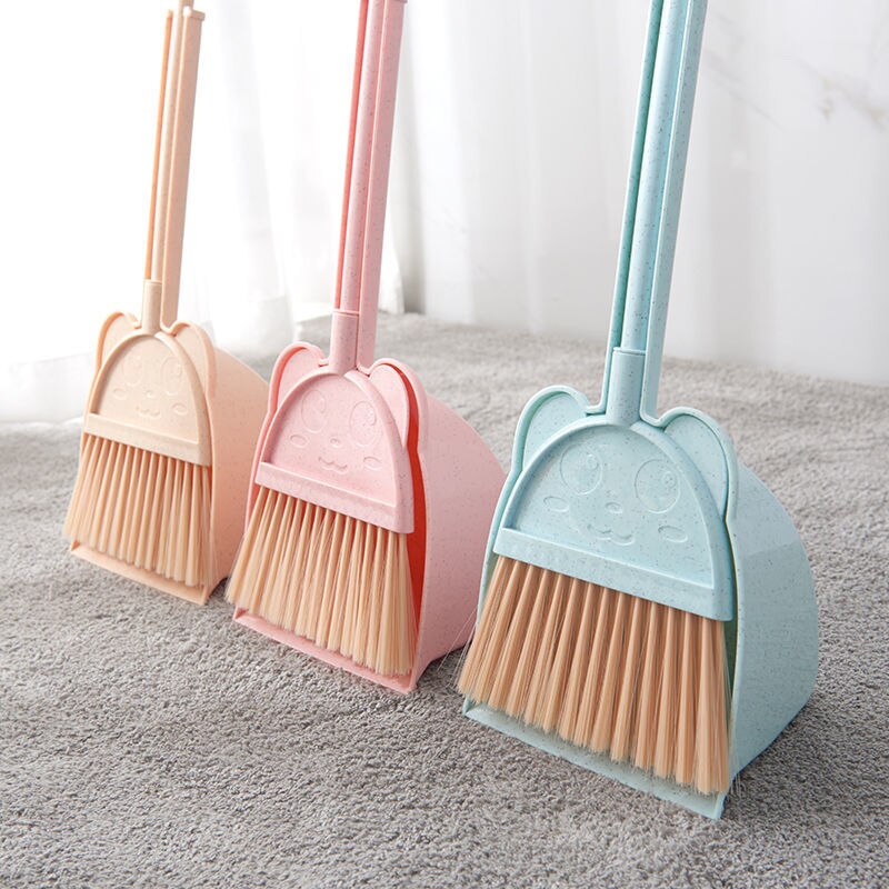 Juego de escoba de suelo rosa para niños, Recogedor de azulejos de soporte para interiores, artículos para el hogar, mango largo de plástico, bonito Recogedor ZZ50SB