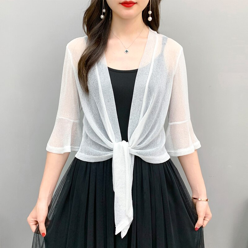 Bolero femme mariage blonde bryllupsjakke omslagshalvt ærme åben front gennemsigtige bolero skuldertræk til kvinder sjal brude cardigan toppe: Hvid / Xl