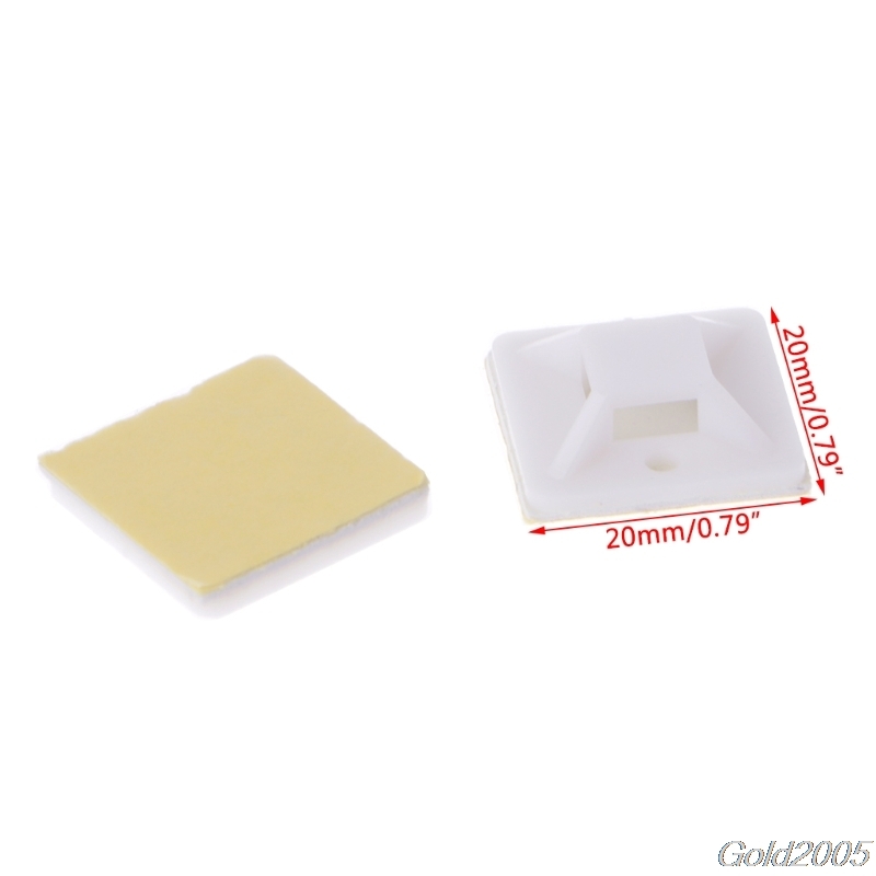 100pcs 20x20mm Self Adhesive Cable Wire Zip Tie Mounts Mounting Base Clamps Clip G25 Whosale