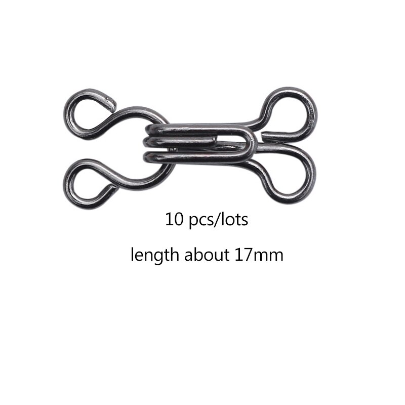 100set Metal collar hook 11.5-17mm Metal Buckle Button for Bra/Dress/Corset/Collar/Bag/Shirt Garment Sewing Accessories: black 17mm