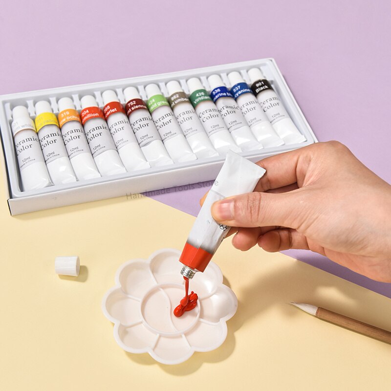 12 Colors Pottery No-bake Pigment Overglaze Ceramic Painted Painting Pigment Not Fade DIY Clay Hand-painted Sculpture Coloring