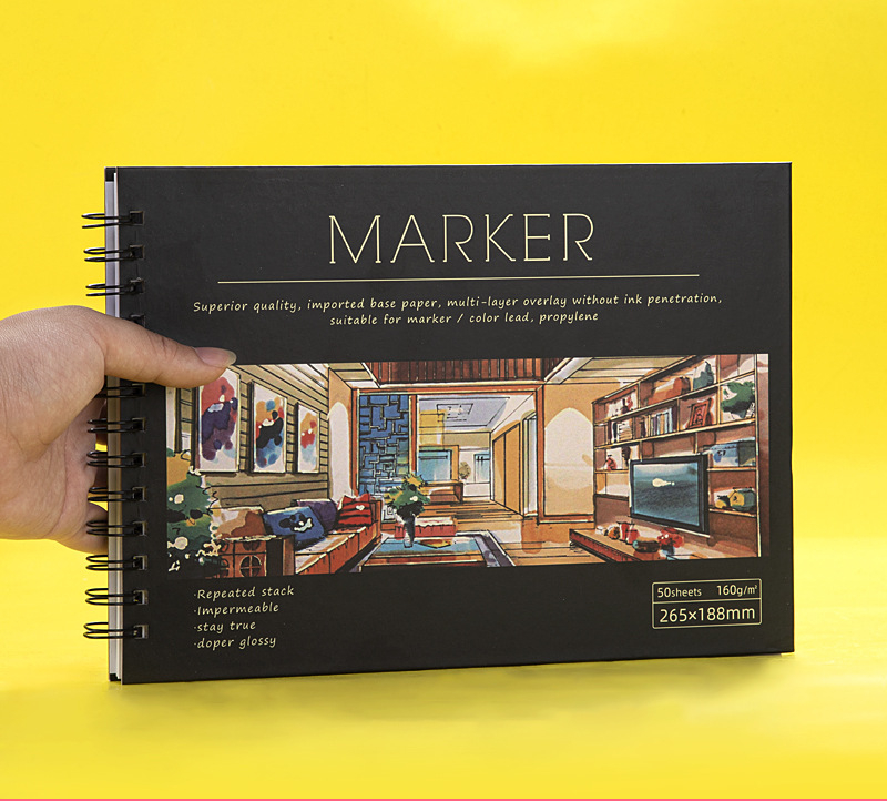 Thick Cover 16K/8K/A4 Art Marker Sketchbook 50 Sheet Blank Painting Drawing Graffiti Paper Sketch Pad Supplies School Stationery: 8K / book e  style