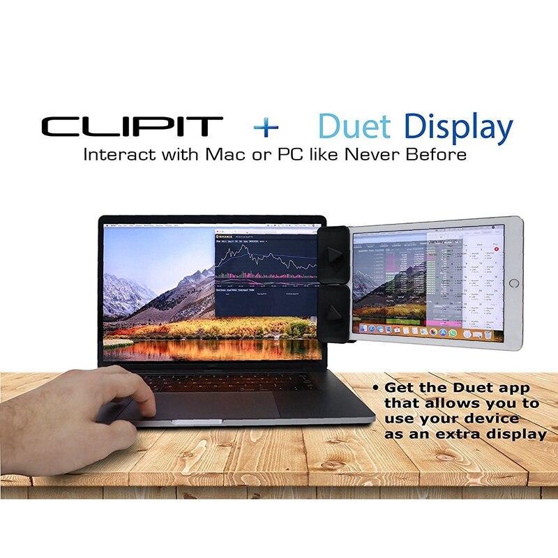 AMS-Clip de montaje lateral para Monitor doble, soporte de Monitor de Ipad de doble pantalla y soporte de tableta para su ordenador portátil, segundo Dis instantáneo