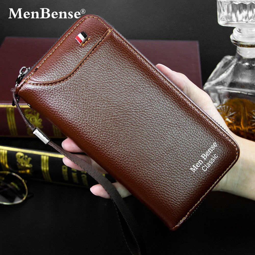 Mannen Portemonnee Lange Stijl Creditcardhouder Mannelijke Telefoon Portemonnee Rits Grote Capaciteit Pu Lederen Clutch Bag voor Mannen