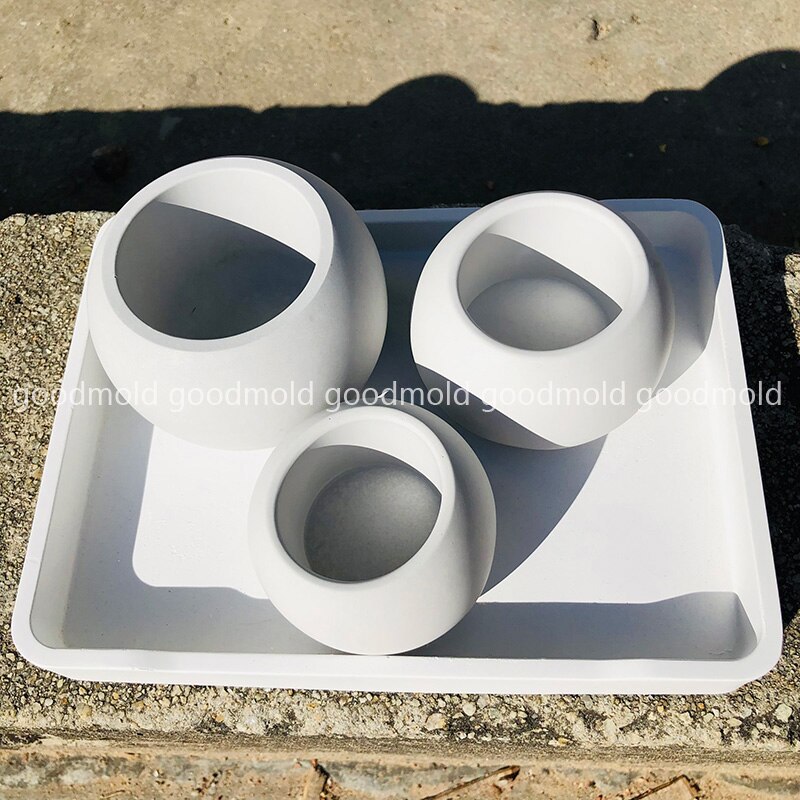Spherical Concrete Flower Pot Mold Large Size Cement Planter Silicone Mold Succulent Plant Container Cement Vessel Plaster Mold
