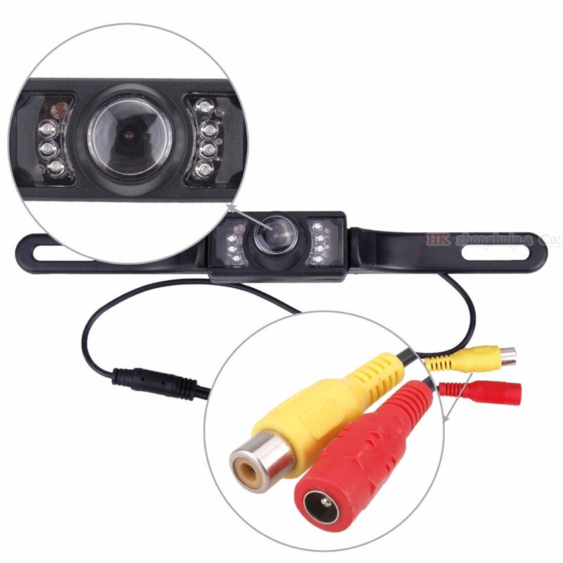 Trådlös 2.4 ghz sändare/mottagare set 12v med bilbackkamera backkamera 7 led ir mörkerseende parkeringshjälp