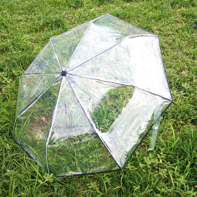 Transparant Thicken Drievoudige Volautomatische Paraplu Pvc Duidelijke Mannen Zwarte Business Vrouwen Rain Paraplu Meisjes Outdoor Parasol
