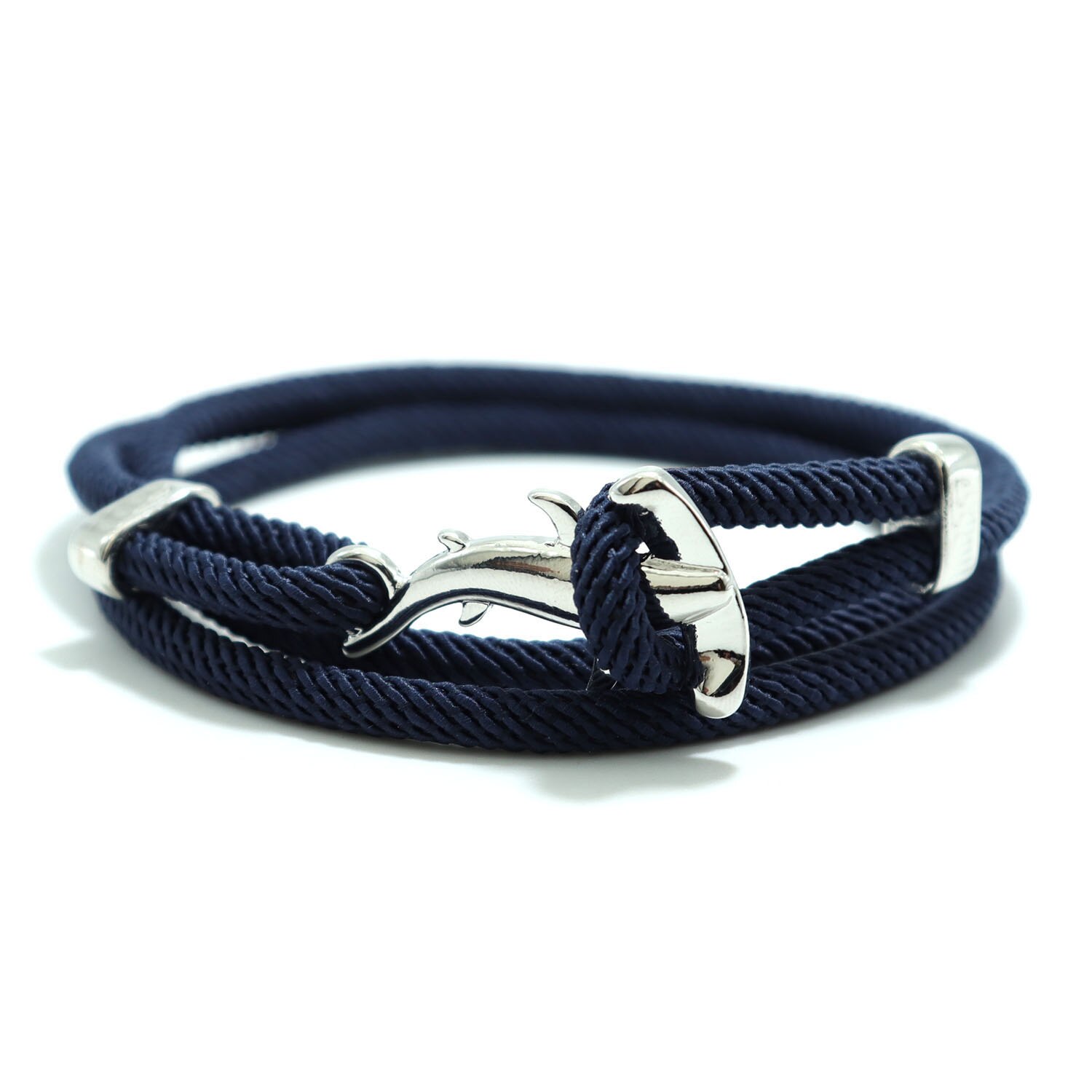 Bobo – Bracelet à cordes multicouches fait à la main pour Homme, bijou gothique, tête de requin, Viking: Silver Navy