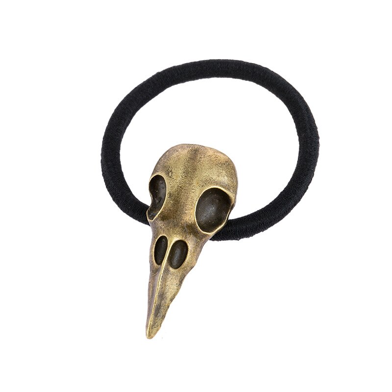 1 Pc Vrouwen Punk Gothic Raven Schedel Kraai Elastische Haar Touw Haarband Haar Accessoires: Bronze