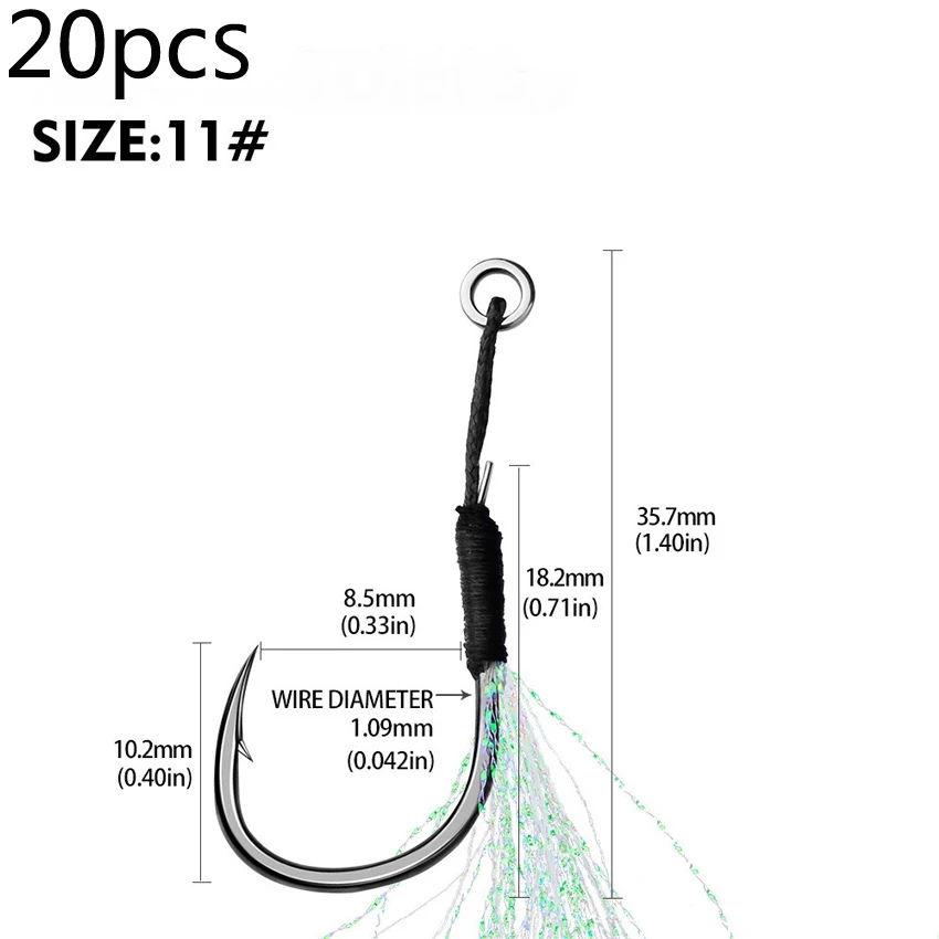 20 Stks/partij Vissen Lokken Langzaam Jigging Vissen Cast Jigs Assist Haak Prikkeldraad Enkele Jig Haken Draad Veer Pesca Hoge Carbon staal: Oranje