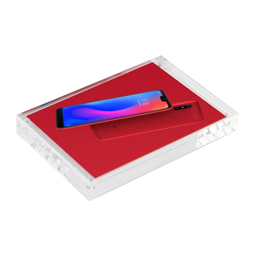 Gennemsigtig akryl plexiglas magnet fotoblok billedramme klar bordskilt etiket prismærke holder bordplade stel dobbeltsidet
