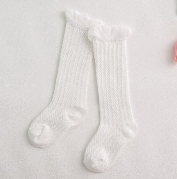 Zomer Dunne Baby Kind Losse Beenwarmers Mosquito Katoenen Baby Mesh Baby Knie Hoge Been Warm Meisjes Jongens Kousen: white 1to2year knee