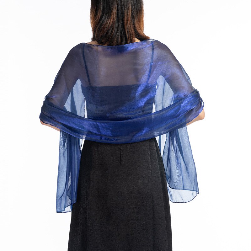 Bryllup sjaler og vikler 170*70 mørkegrå fest aftenkjole bryllup wrap bolero cape sjal ren farve langt tørklæde: Marine blå