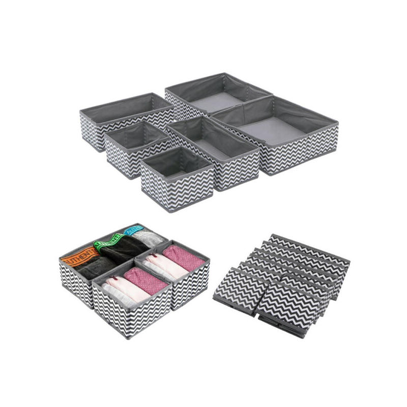 6/8Pcs Foldable Storage Drawer Organiser Boxes Tidy Socks Bra Ties Draw Divider Home Rectangle Non-woven Cardboard Boxes