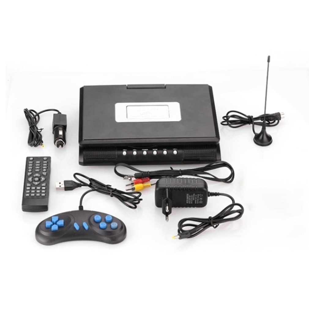 Mini televisor portátil con batería integrada, 9,8 pulgadas, DVD, función de memoria de apagado inteligente
