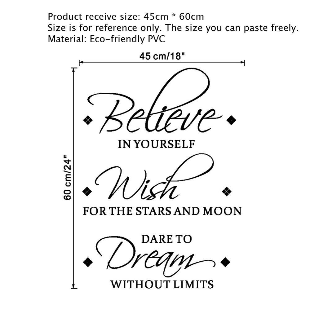 Believe Wish Dream English inspirational wall stickers living room bedroom decoration mural removable stickers home wallpaper
