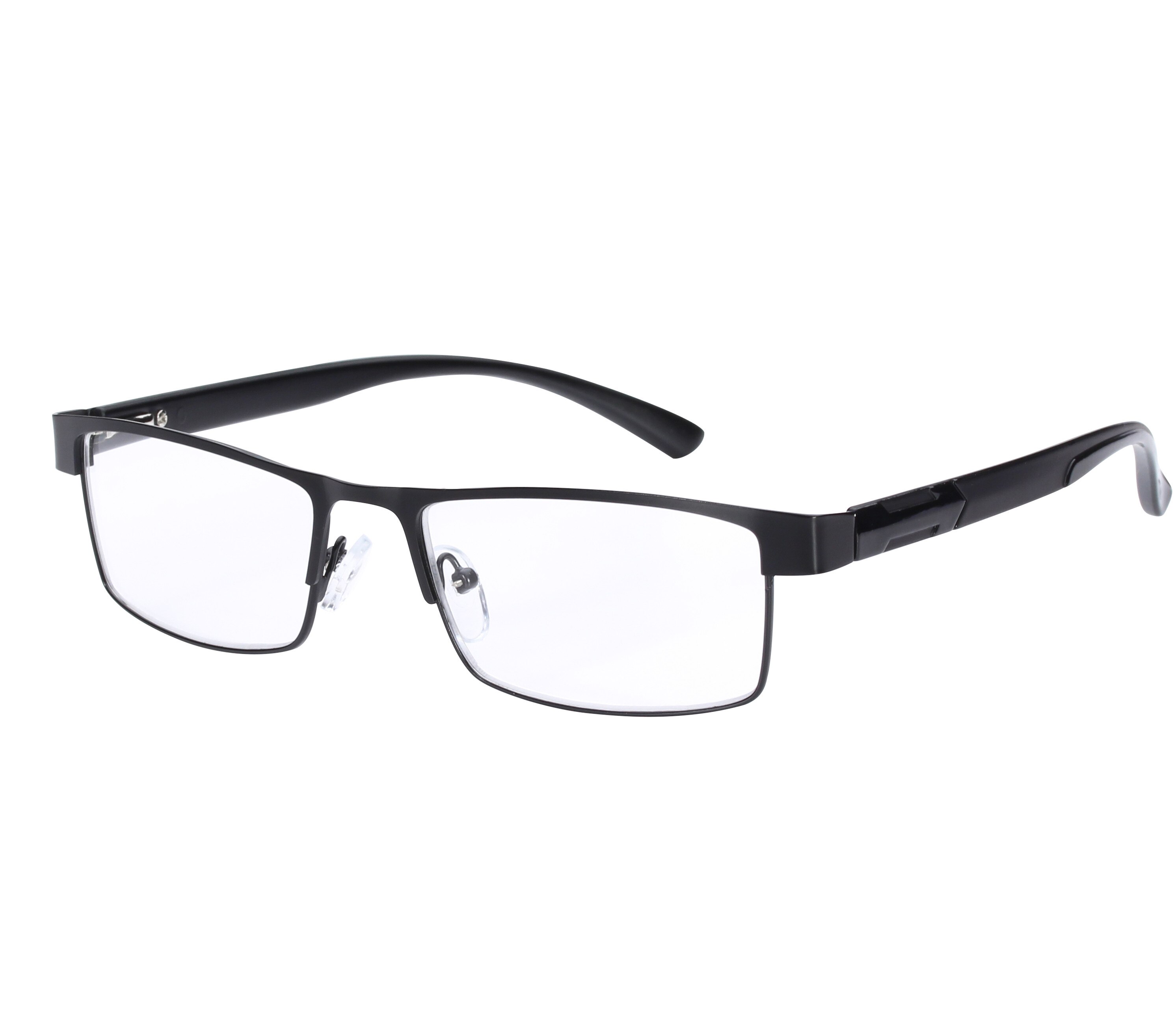 Wolhool Mannen Titanium legering Leesbril Niet sferische 12 Layer lenzen Retro Business Hyperopie Brillen: +200 / Full Frame Black