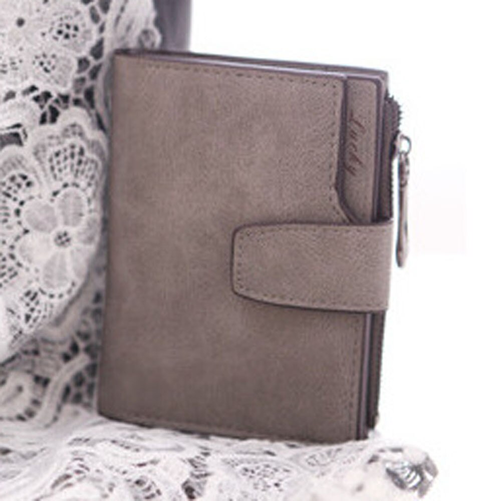 Small Female Purse short purse Lady Letter Snap Fastener Zipper Short Clutch Wallet Solid Vintage Matte Women Wallet