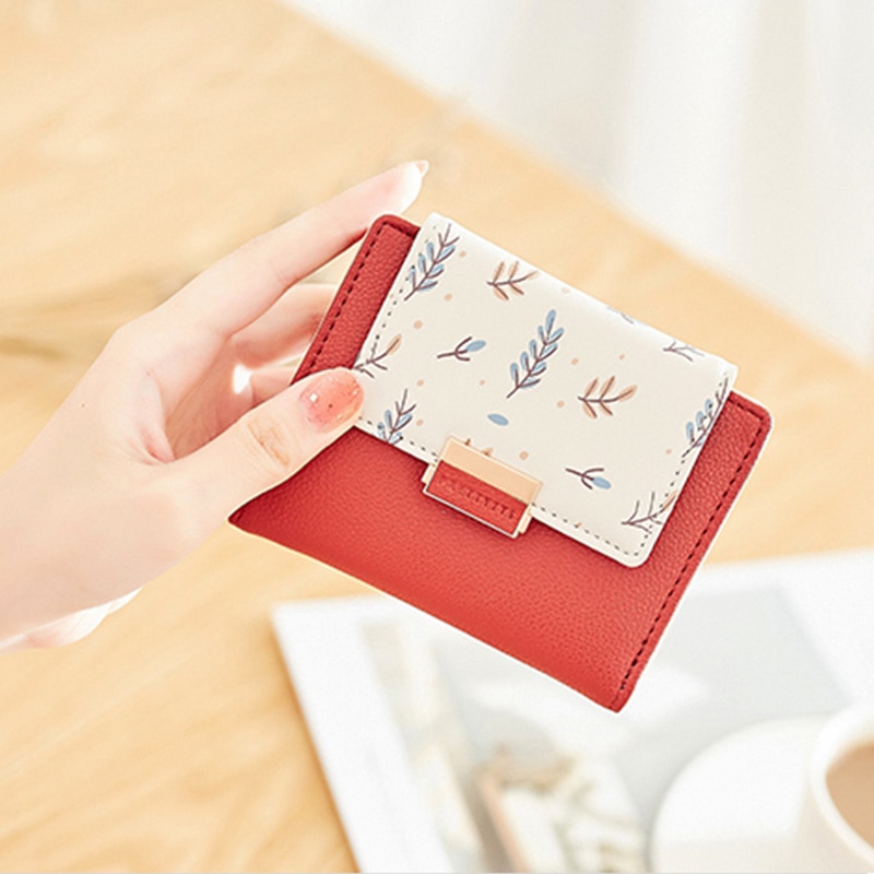 Brand Women Wallet Small Short Fold Purse Printing Contrast color Female Coin Purse Multifunction Coin Pocket