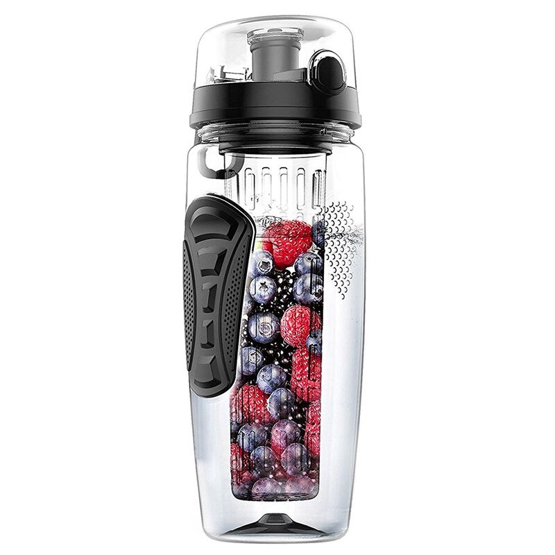 1000ml/32oz fruits infuseur bouteille d'eau en plastique sport Detox santé: Black
