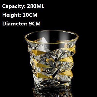 European Classical Thick Crystal Outline In Gold Luxurious Whiskey Tumbler Old Fashioned Verre Whisky Glass Chivas Vodka Cup: C