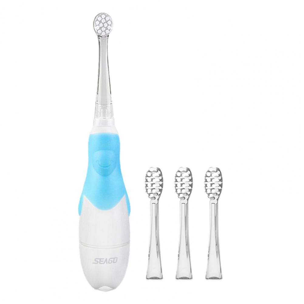 Children Sonic Electric Toothbrush Battery Power LED Light Smart Timer Waterproof IPX7 Replaceable Dupont Brush Head: Blue