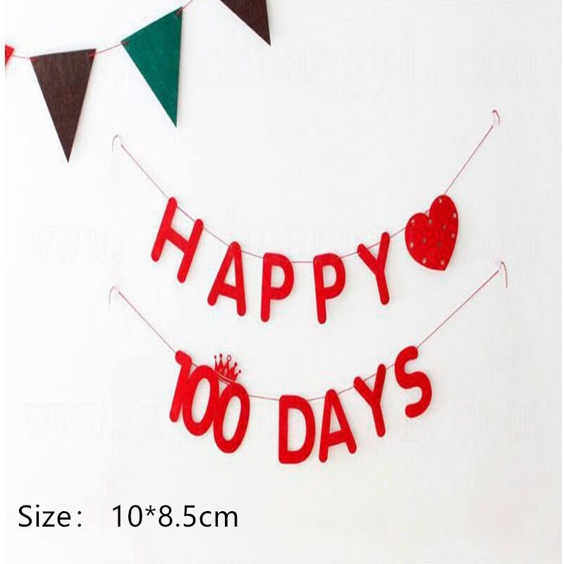 Felt Banners Happy 100 Days Flags Happy Birthday Wedding Party Decoration Banner Home Party Baby Shower Birthday Party Decor