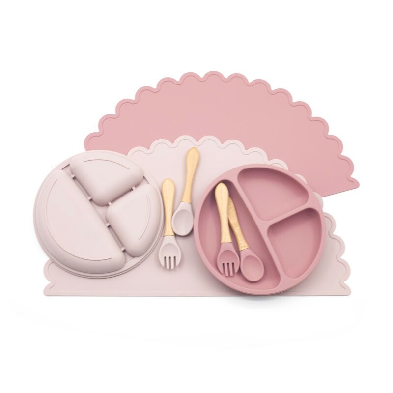 Silicone Baby Feeding Plate Non-slip Suction Tableware for Babi Kids Dishes Infant Food Bowl for Children Pratos Kids Plate