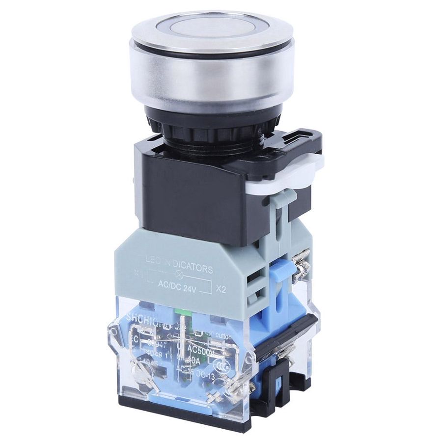 Push button switch, push button switch, industrial push button switch AC/DC24V, with light, with light control
