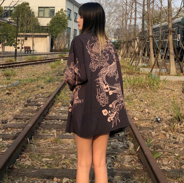 Chaqueta tipo Kimono para hombre y mujer, Kimono japonés a la , prenda exterior holgada fina Yukata