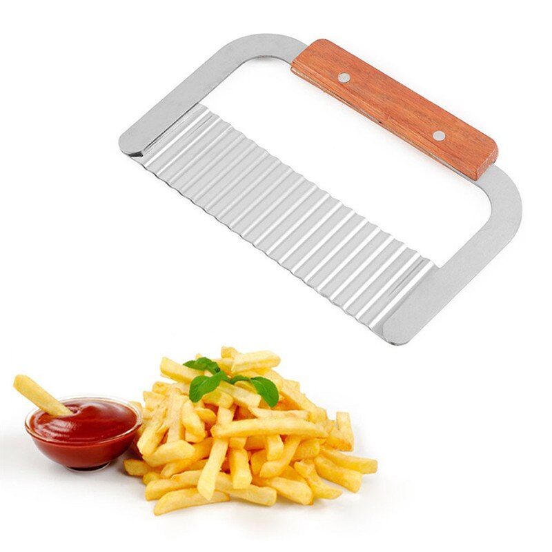 Nóż falisty sean ze stali nierdzewnej, narzędzie robić krojenia ziemniaków, specjalny gadżet kuchenny z drewnianą rączką