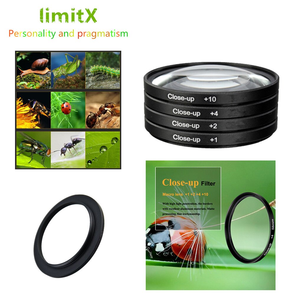 Conjunto de filtro de aproximación y funda de filtro (+ 1 + 2 + 4 + 10) y anillo adaptador para cámara Nikon Coolpix P510 P520 P530 B700 B600 P610 P600