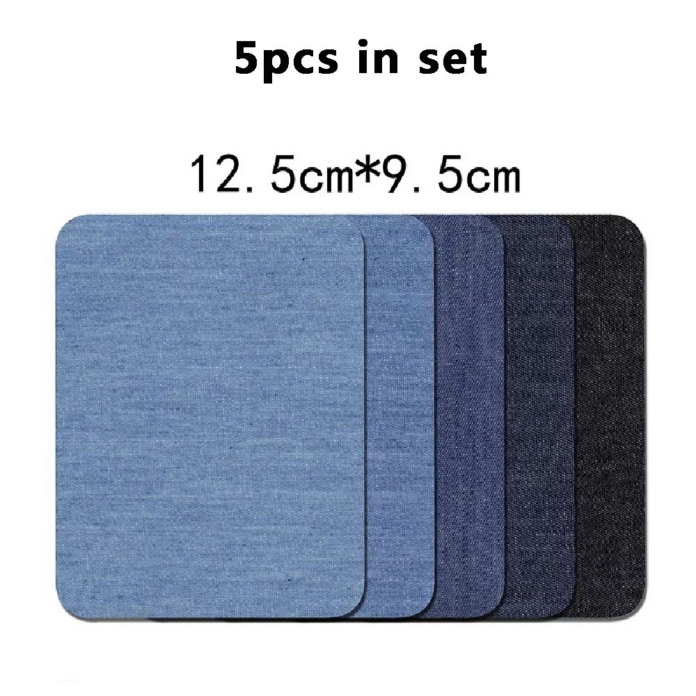 Parches de mezclilla para planchar, parches de coderas para pantalones vaqueros, ropa y pantalones vaqueros, tela de costura, DIY, 10 o 5 uds.: 5pcs 12.5 x 9.5cm