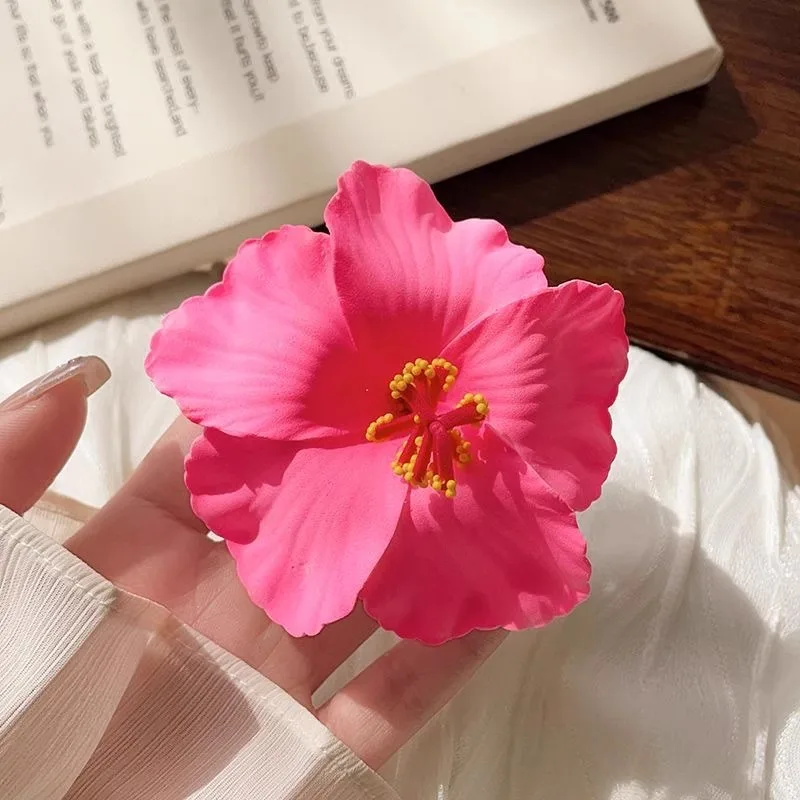 Hawaiiaanse bloem haarspeldjes Plumeria Hibiscus bloemen haarspeldjes bruids haarspelden Rose haarspeld sieraden zomer strand reizen: GRIJS