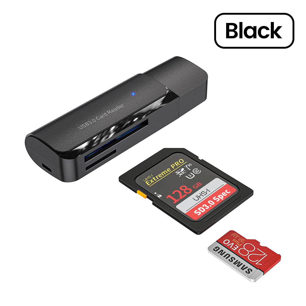 Lettore di schede USB 3.0 2 in 1 Lettore di schede di memoria da USB 3.0 a SD TF Adattatore per lettore di schede Flash Drive USB per PC Laptop Accessori: Default Title