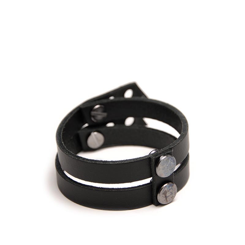 Brazaletes de cuero estilo Punk negro a la para mujer, brazalete para mujer, largo ajustable, bohemio, vacaciones, joyería masculina Punk Pulseir