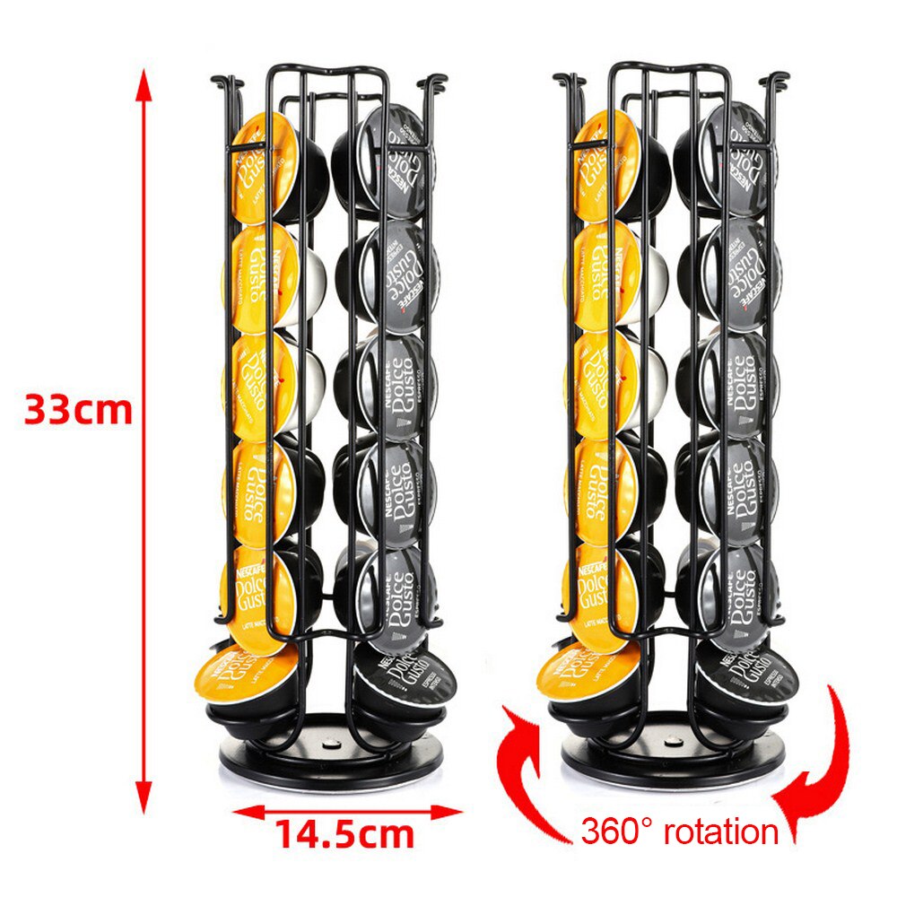 24 Capsules Rotating Coffee Storage Rack Kitchen Coffee Capsule Stand Organization Holder