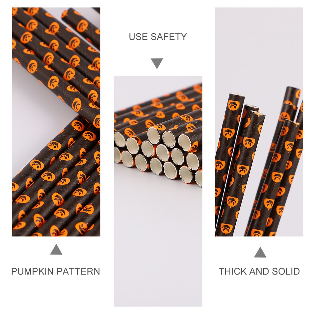 125 stuks wegwerpbare lichtgewicht drinkrietjes, papieren rietjes, feestbenodigdheden voor halloween