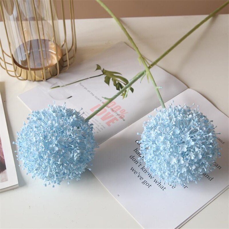 5pcs Artificial Alliums Stem Plastic Colorful Giant Onion Ball Flower Branch for Wedding Centerpieces Floral Decoration: Light Blue