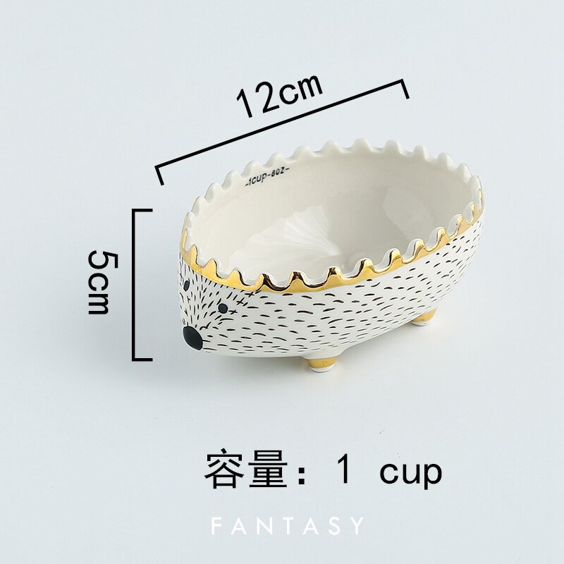 Nordic hedgehog hamster food box jewelry storage box ceramic key Storage bucket eating bowl Fruit salad bowl LB43011 trinket box: 12CMX5CM