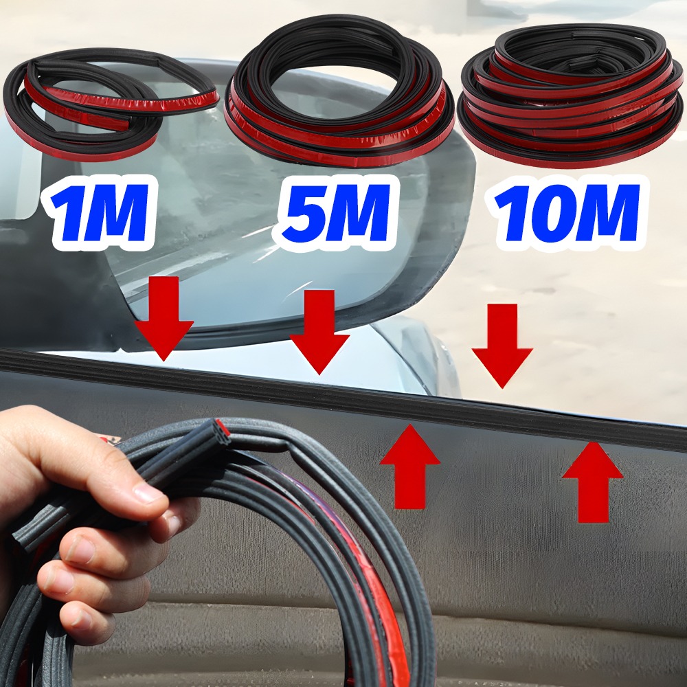 3-Layer Car Sealing Strip 1/5/10M Auto Truck Door Frame Seams Corners Waterproof Sound Insulation Noise Reduction Rubber Strip