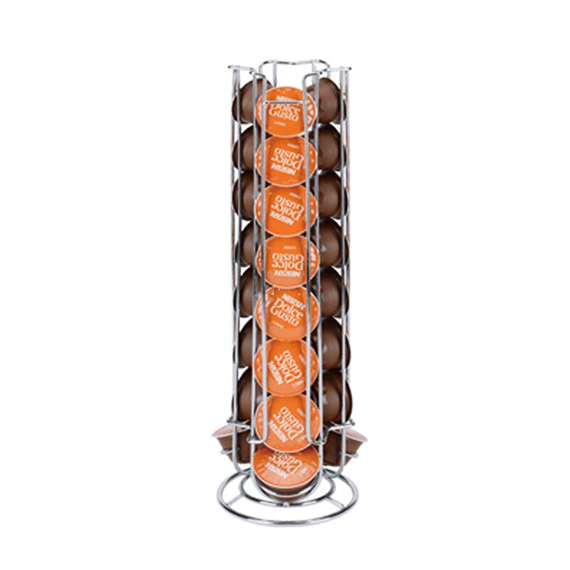 Présentoir à capsules de café Dolce Gusto, fer noir chromé, support pour dosettes, étagères de rangement pour 32 pièces,: 3