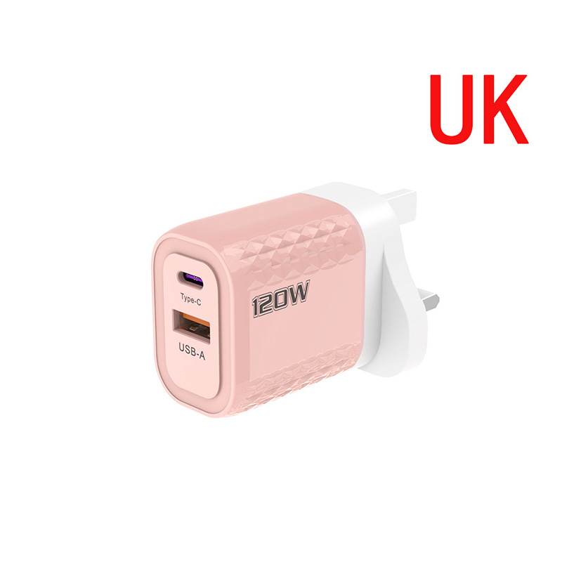 120W Charger Fast Quick Charging PD QC 3.0 USB Type C Charger Fast Charging EU/US/UK Plug Adapter For iphone 15 Samusng S23: SKY BLUE