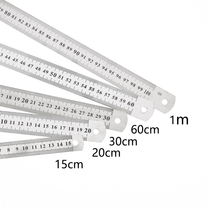 1PC 15cm/20cm/30cm/50cm Double Side Scale Stainless Steel Straight Ruler Measuring Tool School Office Supplies For Students: 1 PC 15cm