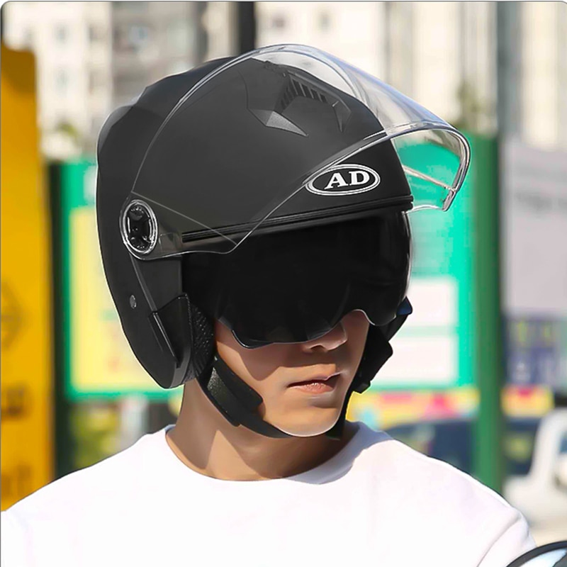 Dubbele Lens Motorcycle Half Gezicht Helm Vier Sei Grandado