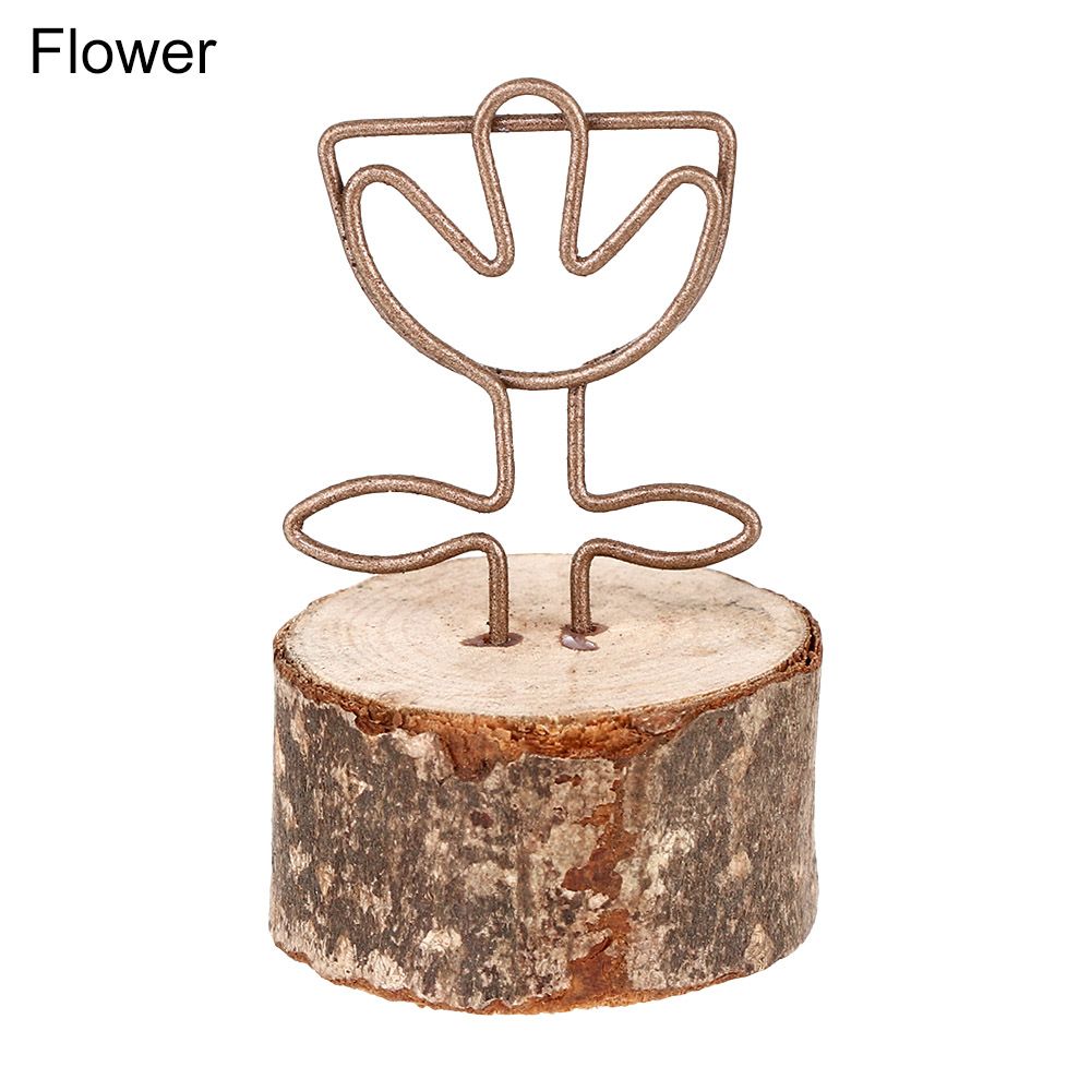 Gold Wooden Table Numbers Holder Paper Clamp Wedding Supplies Photos Clips Picture Frame Place Card Clamps Stand: Flower