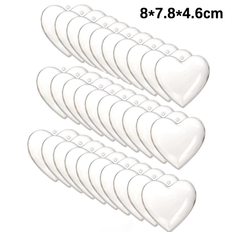 Esfera rellenable de plástico transparente para decoración de fiestas, 30 Uds., forma de corazón, bricolaje