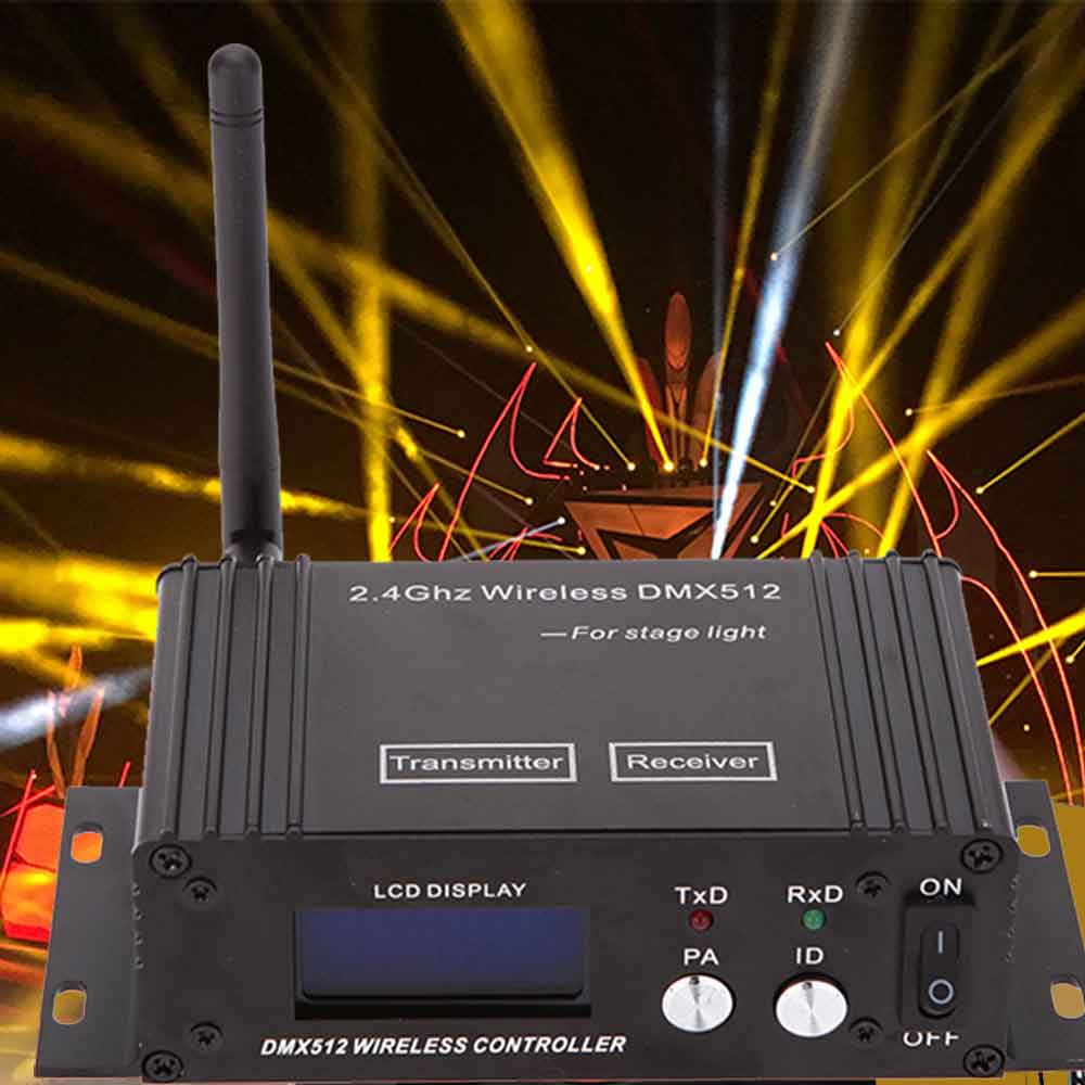 2.4G Wireless DMX 512 Controller Transmitter Receiver LCD Display Power Adjustable Repeater Lighting Controller for DJ Disco