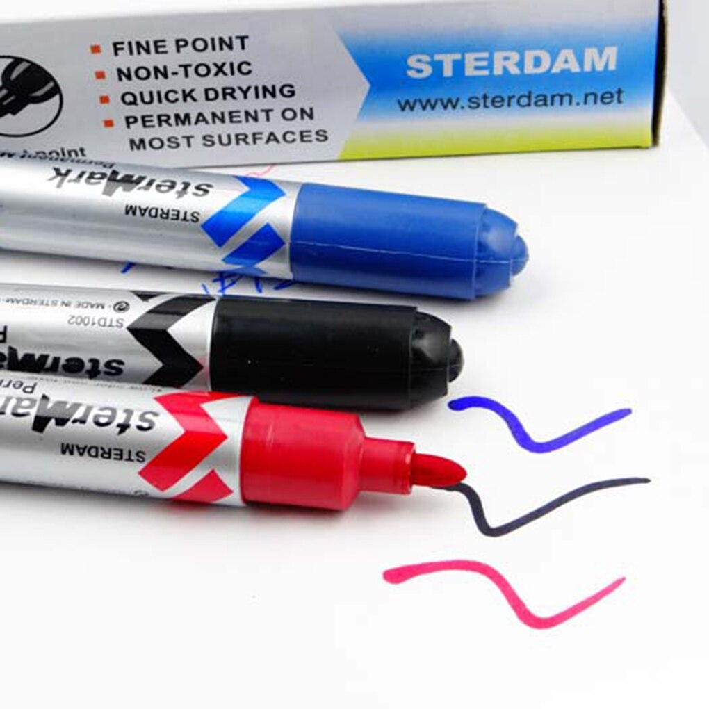 Plastic Single Headed Black Whiteboard Marker Pen Permanent Marker Stationery Supplies